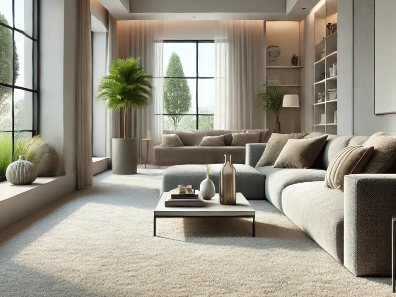 Beautiful carpet installed in modern living room